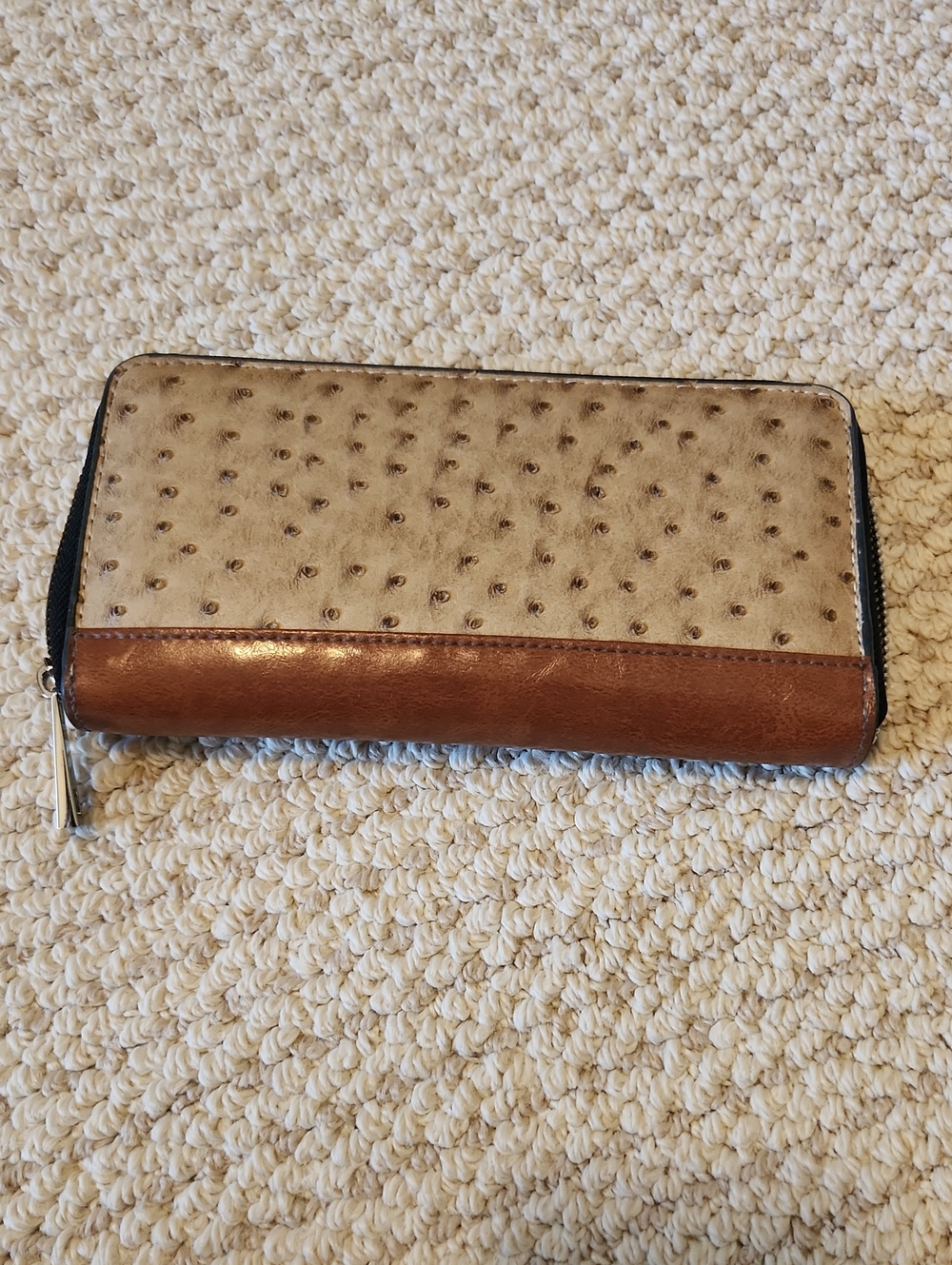 Brown And Tan Womens Zip Around  Wallet